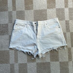 Madewell Frayed Hem White Jean Shorts